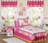 Pink and Orange Butterfly Collection Childrens Bedding 4 Piece Girls Twin Set